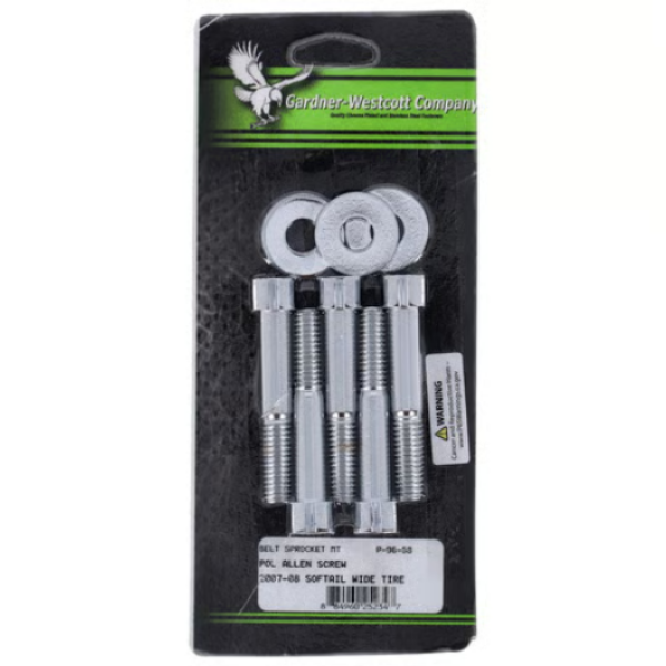 GW, Pulley Schrauben Kit für die hintere Riemenscheibe, Innensechskant, poliertes Chrom